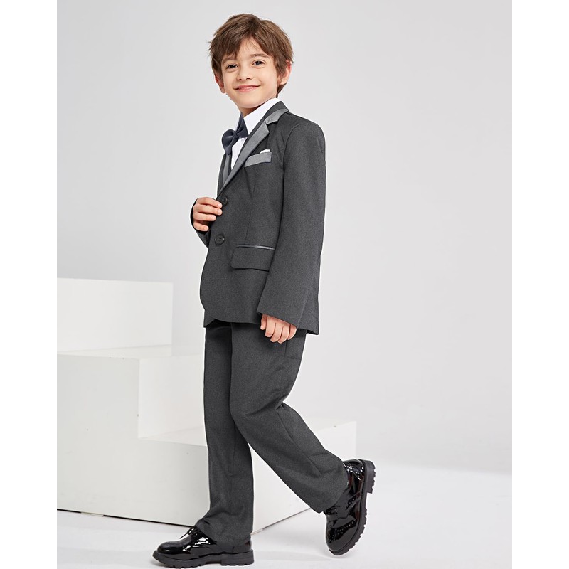 LOLANTA Tuxedo Black Boys Suit, Page Boy Suits for Wedding,