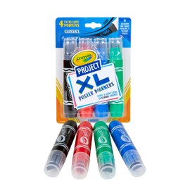 Crayola XL Poster Markers, Assorted Classic Colors, School Supplies, 4 Count