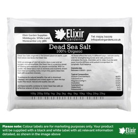 Elixir Gardens Dead Sea Salts 100% Organic 0.8-5mm Granules Various Sizes 500g-25kg | Bag 500g