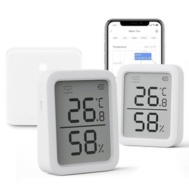 SwitchBot WLAN Hygrometer Thermometer Pack of 2 with Hub Mini Matter Compatible with Alexa, Apple Home, Google Home