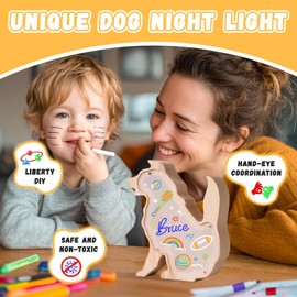 Paint Your Own Dog Night Light Kit, DIY Wooden Puppy Gifts for Girls, Art Supplies Arts & Crafts Kit for Kids Ages 8-12, Creativity Painting Kit Toy for Girl Boy Teen, Birthday Gift for Daughter Son