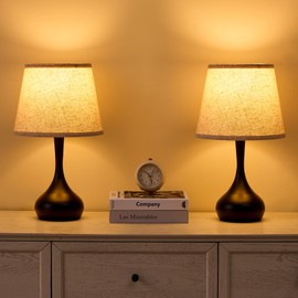 XINQIDAI Stepless Dimmable Touch Lamp Set of 2,Bedside Table Lamp for Bedroom,Bedroom Nightstand Lamp,Kids Reading Desk Lamp,College Dorm Lighting with Black Metal(Dimmable Bulb Included)