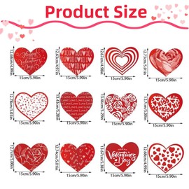 Valentines Hanging Swirl, Valentines Day Heart Banner Valentine's Day Decorations Hanging Red Heart Banner Wall Ornaments for Anniversary Wedding Birthday Party Valentines Décor(12Pcs)