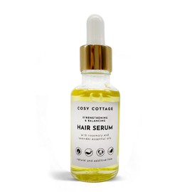 Cosy Cottage Natural Hair Serum for Hair Strengthening and Balancing - 30ml | Vegan, Nourishing and Moisturising | Frizz Control, Shine and Hair Growth Support | Palm Oil Free and SLS Free