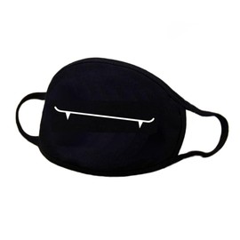 Cotton Mask, Reusable Black Daily Anti-Dust Mouth Cover with Funny Patten for Outdoor Activities (Zipper)