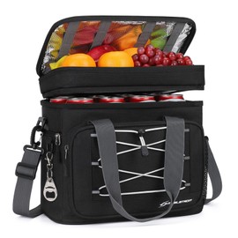 Maelstrom Lunch Box for Men,Insulated Lunch Bag Women/Men,24 Can Leakproof Soft Cooler Bag,Black