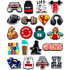 20 35 count Gym Shoe Decoration Charms for Clog Decoration, Fitness Charms Accessories for  Men Women - Colour: 20