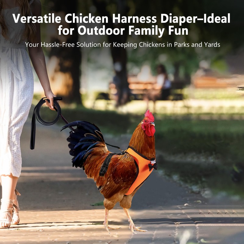 Yesito Chicken Harness Hen Size with 5.5ft Matching Leash –