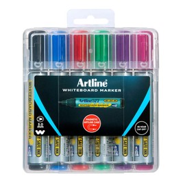 Artline 577, 157746HC, Whiteboard Markers in Hard Case, Bullet Nib, 2mm, Assorted, 6 Pack
