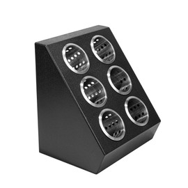 Restaurantware-Met Lux 13.78 x 11.42 x 15.94 Inch Flatware Organizer, 1 Standing Cutlery Holder - Includes 6 Stainless Steel Cylinders, Perforated Design, Black Plastic Utensil Holder, For Breakroom