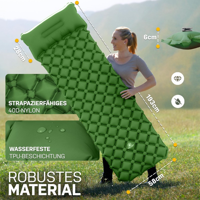 NORDBÄR® Camping Sleeping Mat Inflatable & Ultralight [With or without