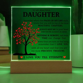 Daughter Keepsake - Lamp of Love, Unique Birthday Gift for Daughter, Square Led Acrylic Plaque with Meaningful Message on Display, Best Gift Idea for Christmas, Daughter's Love Plaque, Gift from Mom