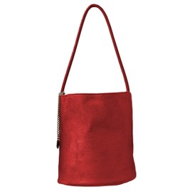 Betaly Women's Bucket Bag, Mini Tote Bag, Small, Lightweight, Suede Tote Bag, Handbag, Soft, Mini Bag, For School or Work, Interview, Handbag, Simple, Round Bottom, Magnet, red