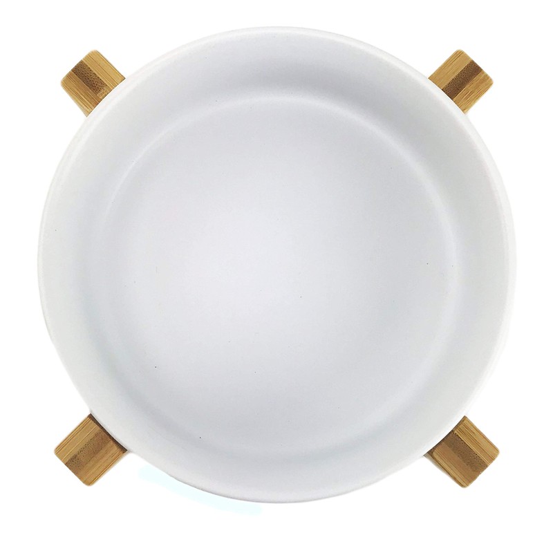 Midlee Modern Raised Pet Bowl on Stand (Single, White -