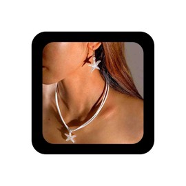 Vacaonio Bohamia Velvet Starfish Choker Necklace Earrings Set Summer Beach Necklace White Starfish Pendant Necklace Resin Starfish Dangle Earrings Set Pink Suede Necklace Jewelry (White Rope)