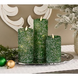QVC Set of 3 Illuminated Beads & Sequins Pillars by Valerie - Color: Red
