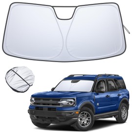TOPINSTALL Foldable Windshield Sunshade Compatible with Ford Bronco Sport 2021-2026 Accessories, Front Window Sun Protector with Storage Pouch Thicker Reflective Polyeste (Not for Full Size Bronco)