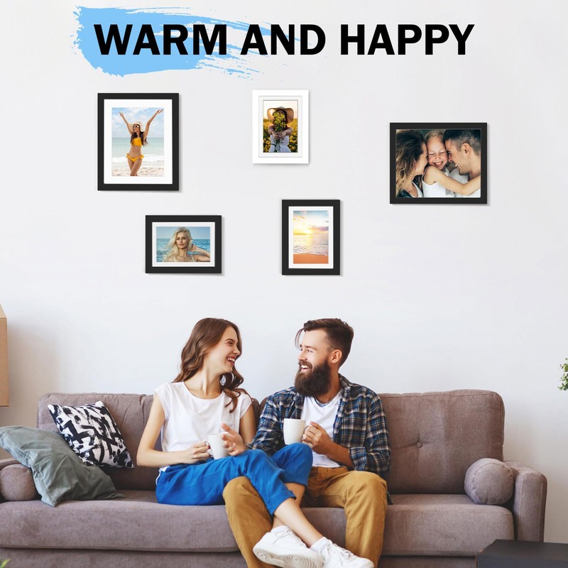 AouuecFrames with Mat, Photo Frames for Wall and Tabletop Display,