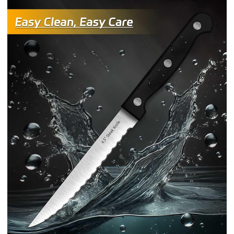 Steak Knives, 7 Pieces Steak Knife Set with Block, High