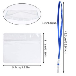 BUYGOO 50Pcs Name Badge Card Holders with Neck Lanyards for Staffs Students Teachers, Waterproof Clear ID Tags Holders and Neck Strap Vertical Name Card Holder for Office Exhibition Conference