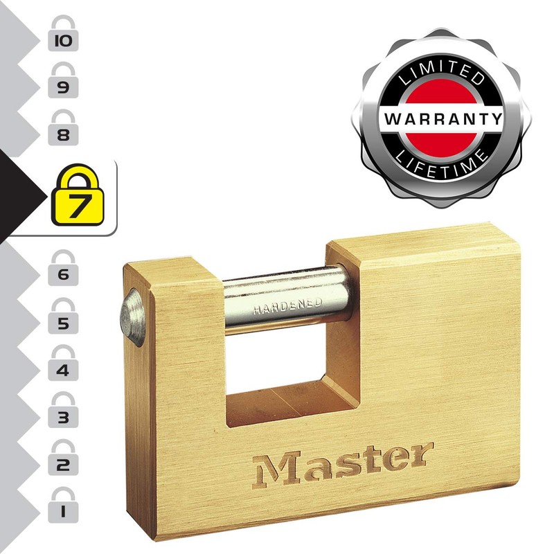 Master Lock 608EURD Rectangular Brass Padlock with Key, Gold, 8,3