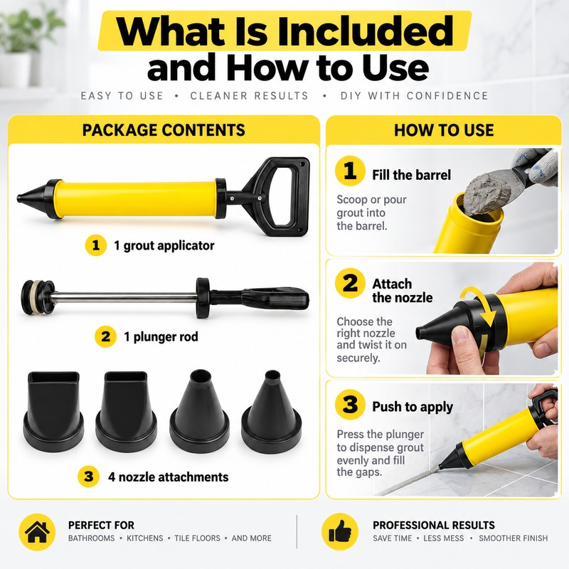 Manual Grout Filling Gun for Tile & Masonry – 4-Nozzle