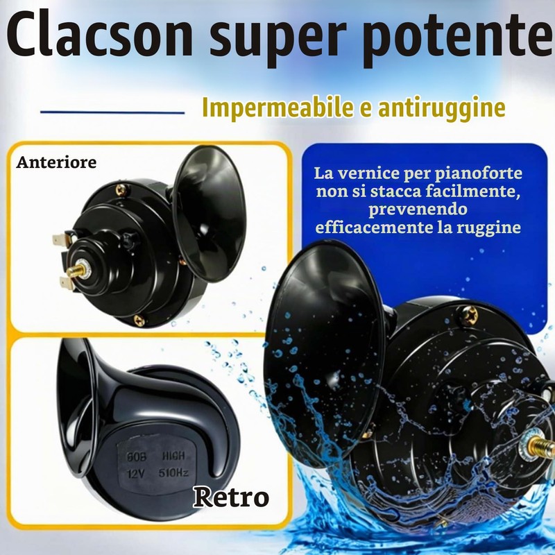 2 trombe a chiocciola da 300 dB, elettriche a chiocciola