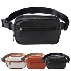 Mayoii Leather Cross Body Bags for Women Mayoii Lightweight Fanny Pack for Women Water Resistant Waist Belt Bag Bumbags for Ladies and Bumbags for Men (Black, One Size)