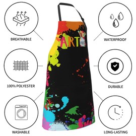 Artists Painting Apron Watercolor Artist Aprons Waterproof For Painting With Pockets Colorful Art Lover Gifts Apron Bib For Art Teacher Student Painter Women Men Chef Cooking Baking Grilling Bbq