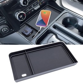 PIMCAR Center Console Organizer for 2021-2025 Ford F150 & 2022-2024 F150 Lightning XLT Hidden Storage Tray with USB Hole Interior Accessories (Fits into The Open Pocket in Front of The Shifter)