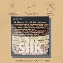 Silk Hair Towel, Friction-Resistant, Amino Acid-Rich, Durable, Breathable (6PCS(Coffee, Beige, Rose Gold))