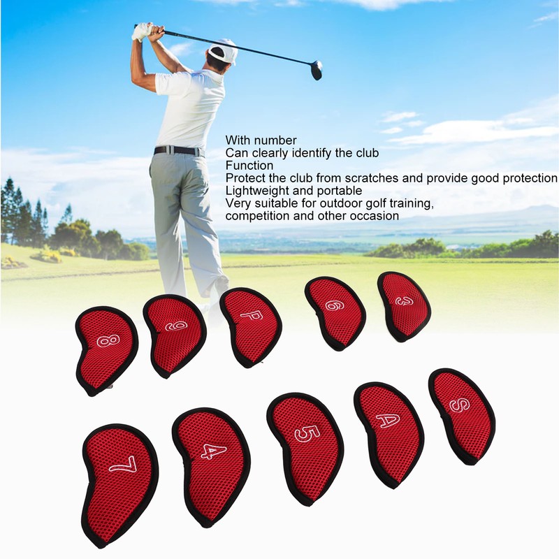 10pcs Golf Iron Covers Set with Numbers Waterproof Golf Head