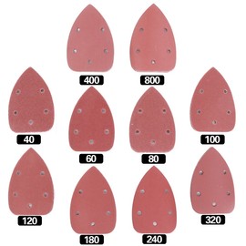 Swpeet 60 Pcs Mouse Detail Sander 10 Sizes Sanding Discs Sandpaper Hook and Loop Pads for Mouse Sander Grits Sanding Sheets 10 Sizes - 40/60 / 80/100 / 120/180 / 240/320 / 400/800 Grits