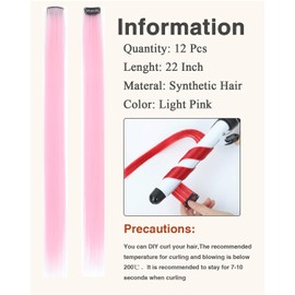 Eravauly Light-Pink Clip In Hair Extensions for Parties, Festivals, Night Out, Birthdays & Dress Up – No Dye No Damage, 12 PCS Reusable Synthetic Hair for Girls, Women & Teens Gift (Light Pink, E-22)