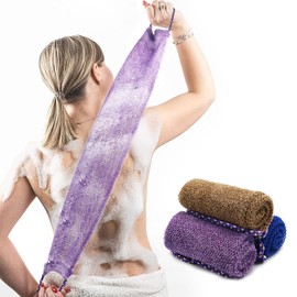 Dr.Pedi 3 Pieces African Net Sponge with Handles Long African Exfoliating Net Washcloth Bath Sponge Net Cloth Wash Net Body Back Scrubber for Shower Loofah