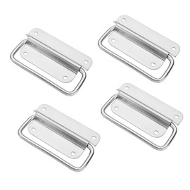 Folding Handles, Stainless Steel Box Handle, Foldable Carry Handles, Box Handle, Hardware Boxes Handle, Silver Handles, Tool Box, Door Puller, Folding Handle for Boxes, Handles for Toolbox, Door, Tool Box (4 Pieces)