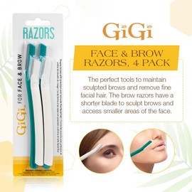 GiGi Navajas para Delinear Vello Facial Rostro y Cejas 4 Piezas Resistente Práctico Profesional