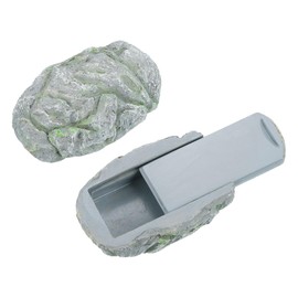 sourcing map Fake Rock Hidden Key Box, Hide Spare Key Waterproof Key Hider, Key Storage Lock Box Stone for Outside Garden Decoration, Grey