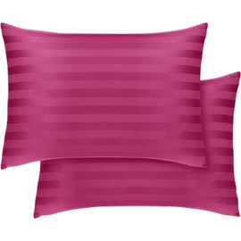 Hafaa Pillow cases 2 Pack - Pink Stripe Pillow Cases Standard Size Pillow Protectors with Envelope Closure Soft & Comfortable Bed Pillows Cover