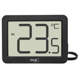 TFA Dostmann 30.1066.01 Digital Indoor/Outdoor Thermometer with Waterproof Temperature Sensor, Maximum and Lowest Values, with Magnet/Stand, Black