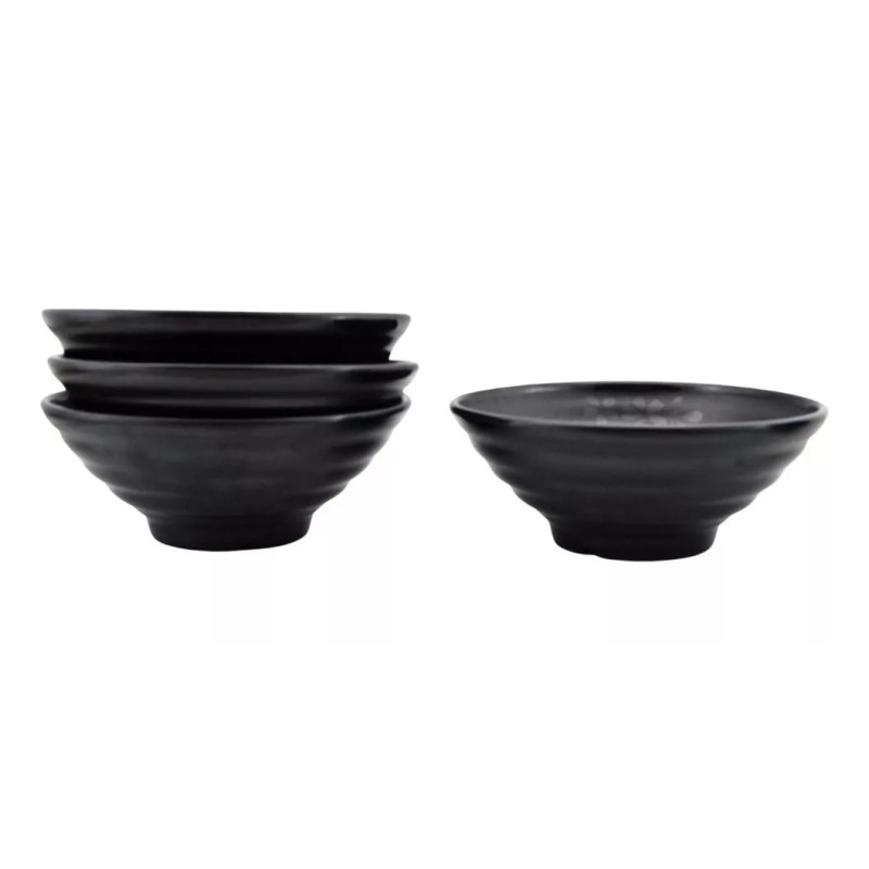 Anforama Set Juego Tazon Sopero Redondo Negro Moderna 4pzas 700ml