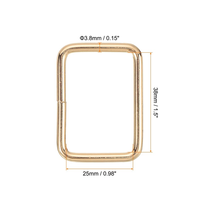 sourcing map 4Pcs Metal Rectangle Ring, 1 1/2 x 1