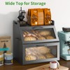 Farmhouse Breadbox Organizer - Large Wooden Double Layer Bread Bin