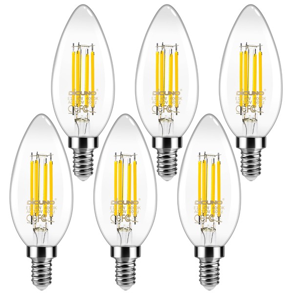 DiCUNO E12 Candelabra LED Bulb 40 Watt Equivalent, 550Lumen, Natural