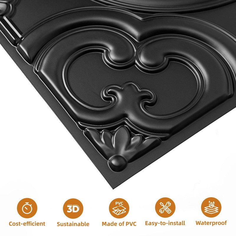 WOWSTAR 12-Pack 24"x24" Drop Ceiling Tiles, Waterproof Glue up Ceiling