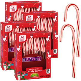Peppermint Candy Canes, 4 Packs of Candy Canes in Bulk 12 Each, Ideal Bulk Candy Canes Individually Wrapped for Christmas Celebrations, Perfect Bulk Candy Canes for Stocking Stuffers