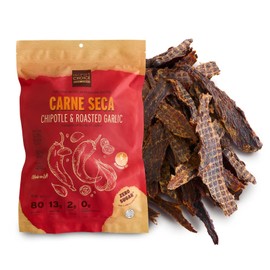 People's Choice Beef Jerky - Carne Seca - Chiptole & Roasted Garlic - Healthy, Sugar Free, Zero Carb, Gluten Free, Keto Friendly, High Protein Meat Snack - Dry Texture - 1 Pound, 16 oz - 1 Bag