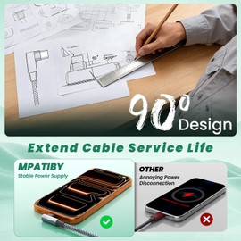 USB C Splitter Multi Charging Cable, Right Angle USB A/C to USB C Cable,4 in 2 Multiple Nylon Braided Car Charger Cord with 4 Type-C Connectors Compatible with IP 17 16 Pro Max/Tablets-1Pack 5Ft.