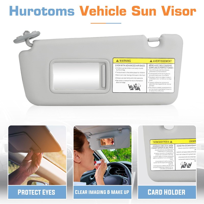 Hurotoms Sun Visor for 2004 2005 Toyota RAV4, Gray Left