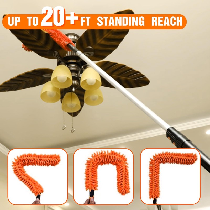 LAANPOLE 26FT High Reach Duster Cleaning Kit with Extension Pole,